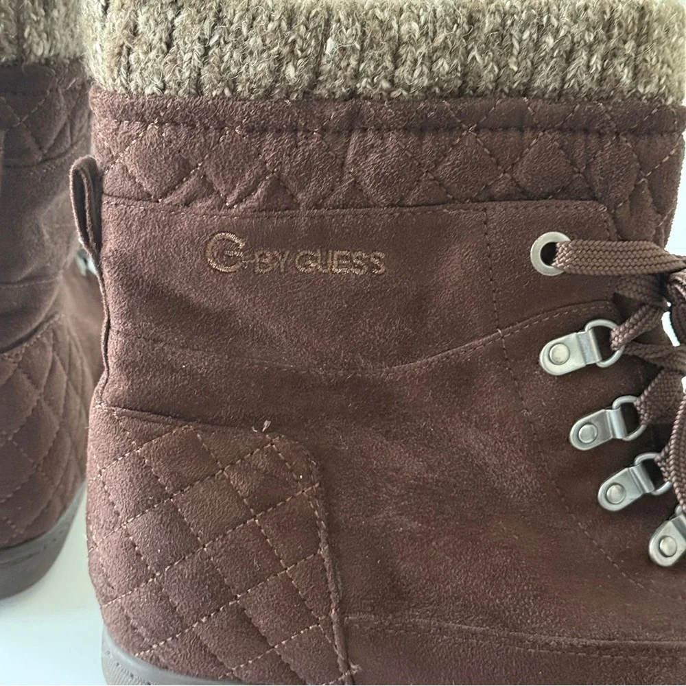 G by GUESS Women's Brown Lace Up Ankle Boots Size 10M
